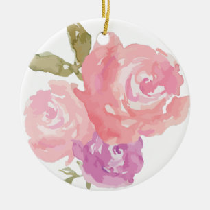 WATERCOLOR PEONY DREI KERAMIK ORNAMENT