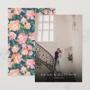 Watercolor Peony Floral Wedding Foto Vielen Dank