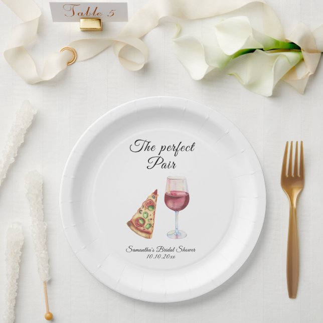 Watercolor Perfect Pair Bridal Shower Pappteller (Hochzeit)