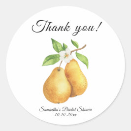 Watercolor Perfect Pear Danke Brautparty Runder Aufkleber