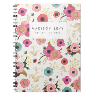 Watercolor-personalisiertes Zeitschriften-mit Notizblock