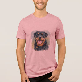 Watercolor Pet Rottweiler Portrait Tri-Blend Shirt