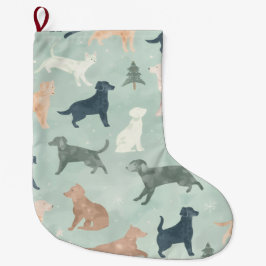 Watercolor Pet Silhouette Christmas Stocking Großer Weihnachtsstrumpf