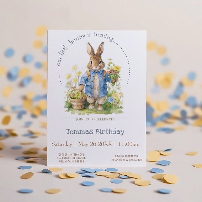 Watercolor Peter Rabbit Birthday Einladung (Von Creator hochgeladen)