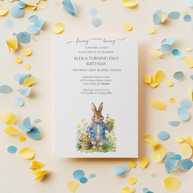 Watercolor Peter Rabbit Birthday Einladung (Von Creator hochgeladen)