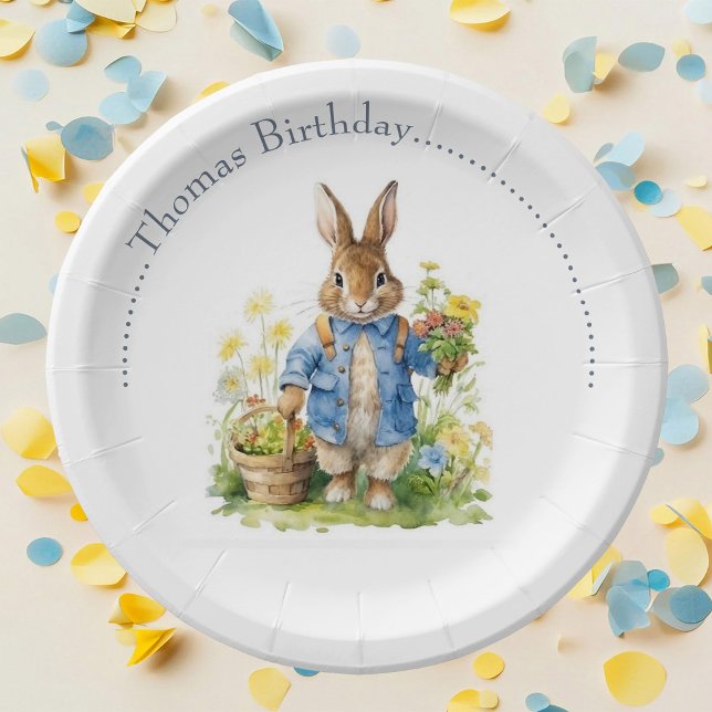 Watercolor Peter Rabbit Birthday Pappteller (Von Creator hochgeladen)