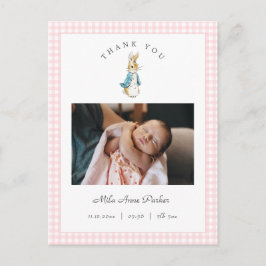 Watercolor Peter Rabbit Girl Birth Announcement Postkarte