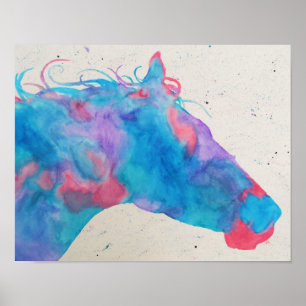 Watercolor-PferdeSilhouette Poster