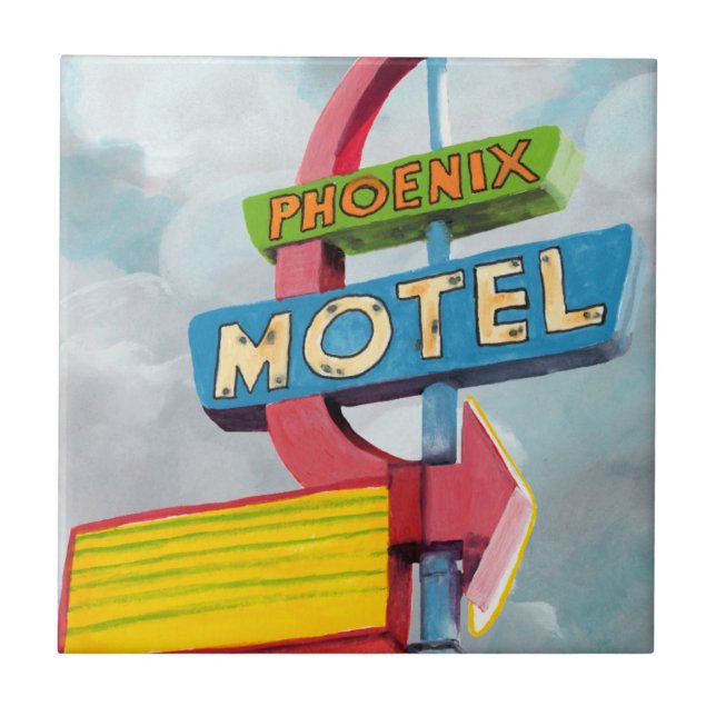 Watercolor Phoenix Motel Fliese (Vorderseite)