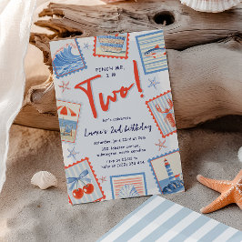 Watercolor Pinch Me Coastal Stamp 2nd Birthday Einladung