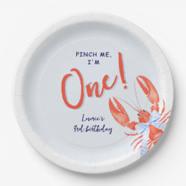 Watercolor Pinch Me' Lobster Coastal 1st Birthday Pappteller