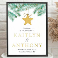 Watercolor Pine Boughs Winter Wedding Willkommen