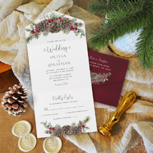 Watercolor Pine Greenerity Script Weihnachtsfeier All In One Einladung