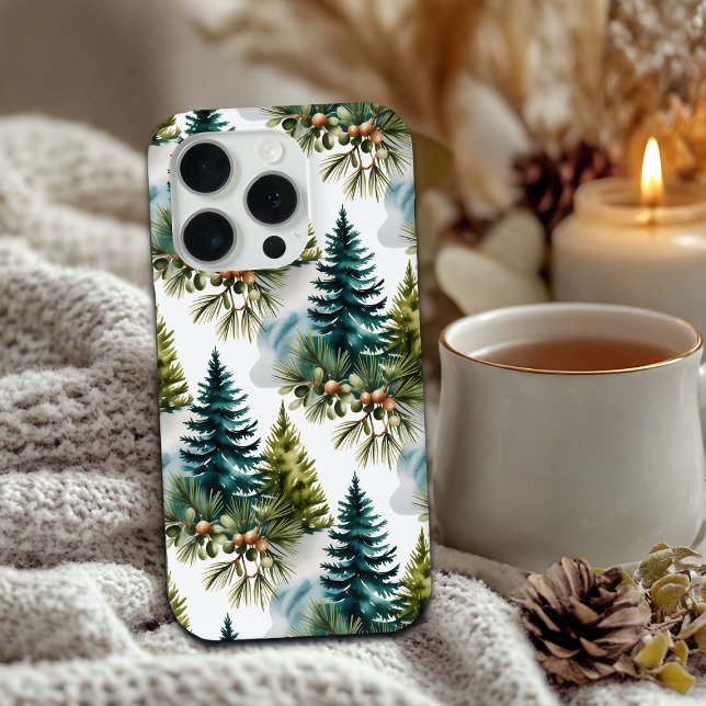 Watercolor Pine Muster Elegante Winter Case-Mate iPhone Hülle (Von Creator hochgeladen)