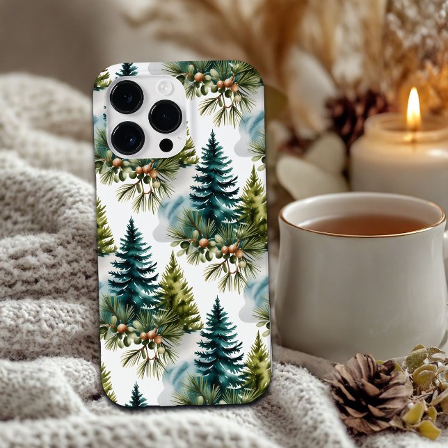 Watercolor Pine Muster Elegante Winter Case-Mate iPhone Hülle (Von Creator hochgeladen)
