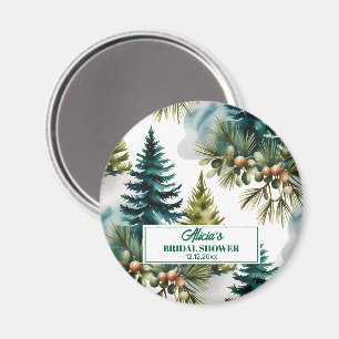 Watercolor Pine Pattern Winter Brautparty Gefallen Magnet