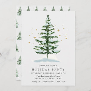 Watercolor Pine Tree Christmas Holiday Einladung
