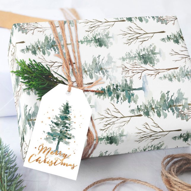 Watercolor Pine Tree Weihnachtswrapping Paper Geschenkpapier (Von Creator hochgeladen)