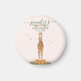 Watercolor pink Alpaca Baby Shower Animal Magnet