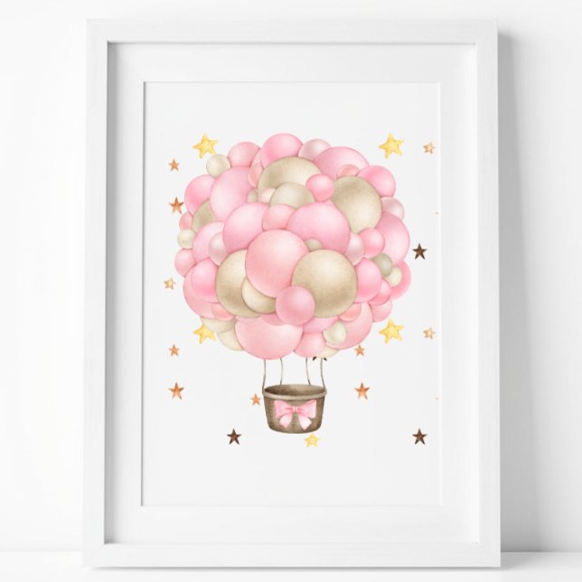 Watercolor Pink and Gold Hot Air Balloon Printable Poster (Von Creator hochgeladen)