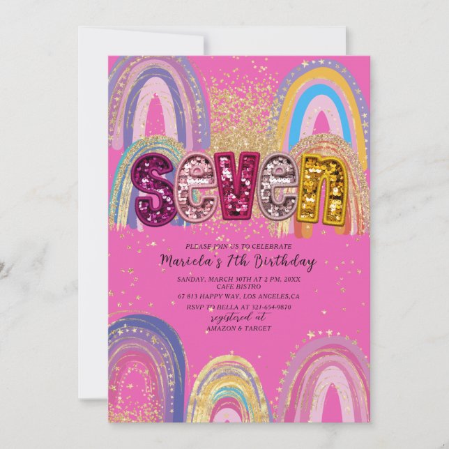  Watercolor pink and gold stars  BirthdaInvitation Einladung (Vorderseite)