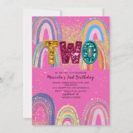  Watercolor pink and gold stars  BirthdaInvitation Einladung