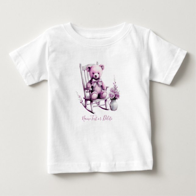 Watercolor Pink Baby Bear Baby T - Shirt (Vorderseite)