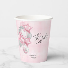 Watercolor Pink Balloons Its A Girl Baby Shower Pappbecher
