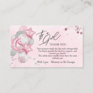 Watercolor Pink Balloons Its A Girl Thank You Begleitkarte