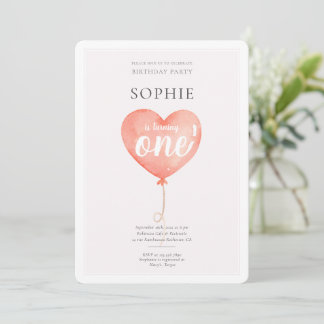 Watercolor Pink Baloon Geburtstagsparty Einladung