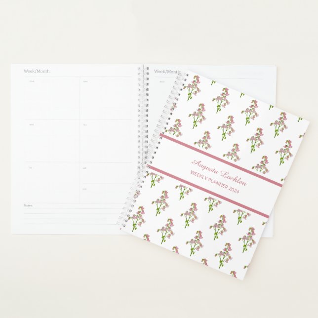 Watercolor Pink Bellflower Muster Weekly Planner Planer (Anzeige)