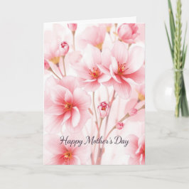 Watercolor Pink Blossom Mütter Tag Karte