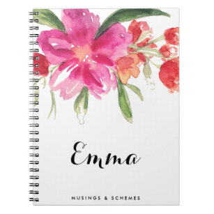 Watercolor Pink Blume Posy Personalisiert Notebook Notizblock