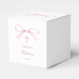 Watercolor Pink Bow Baptism Cube Geschenkschachtel