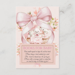 Watercolor Pink Bow Books for Baby Request Card Begleitkarte