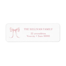Watercolor pink bow return address label