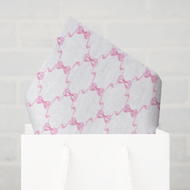 Watercolor Pink Bows Seidenpapier (Geschenktüte)