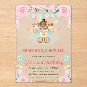 Watercolor Pink Circus Animes Geburtstagsparty Acryleinladungen