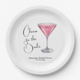 Watercolor Pink Cocktail Bridal Shower Pappteller