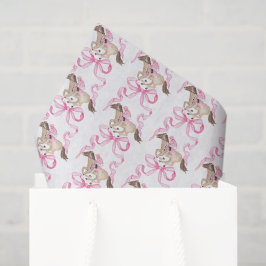 Watercolor Pink Derby Horse Riding and Bows Seidenpapier