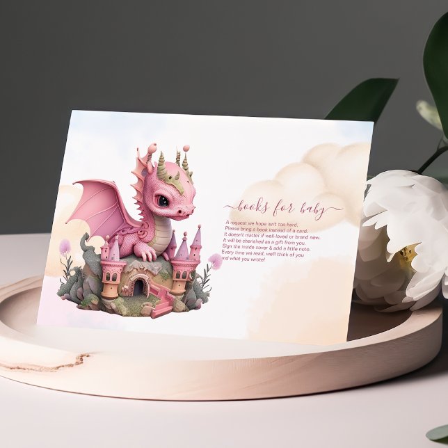 Watercolor Pink Dragon Bücher für das Baby Einladung (Von Creator hochgeladen)