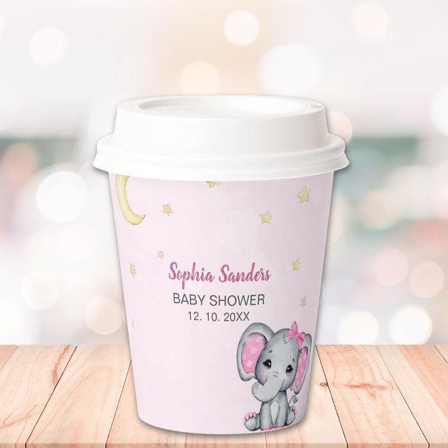 Watercolor Pink Elephant Baby shower girl Pappbecher (Von Creator hochgeladen)