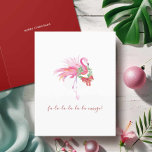 Watercolor Pink Flamingo Florida Beach Weihnachten<br><div class="desc">Feiern Sie Weihnachten im Juli 2025 mit tropischem Flair! Diese festliche Strandurlaubskarte ist mit einer Nachbildung meines originalen Aquarellbildes aus rosa Flamingo versehen, das in einem lebendigen Kranz und Bogen gekleidet ist und das Set vor einem knusprigen, weißen Hintergrund darstellt. Die spielerische Phrase "FA LA LA LA LA LA LA...</div>