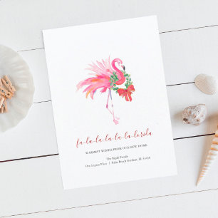 Watercolor Pink Flamingo Holiday New Address Feiertagskarte