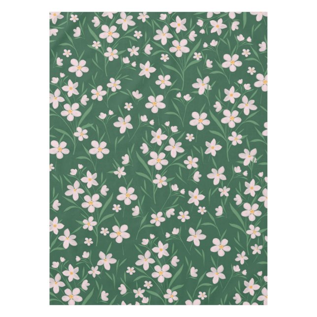 Watercolor Pink Floral Botanical Dark Green design Tischdecke (Vorderseite)