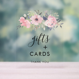 Watercolor Pink Floral Gifts and Cards Wedding Acrylschild
