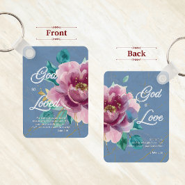 Watercolor Pink Floral John 3 16 Christlich Schlüsselanhänger