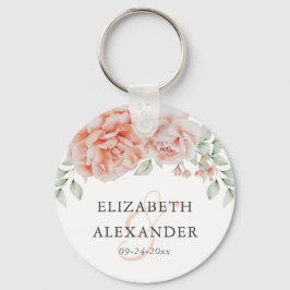 Watercolor Pink Floral Monogram Wedding Favor Schlüsselanhänger