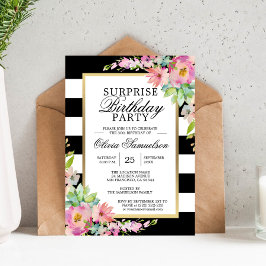 Watercolor Pink Floral SURPRISE Geburtstagsparty Einladung