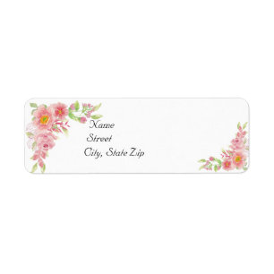 Watercolor Pink Floral Wedding Address